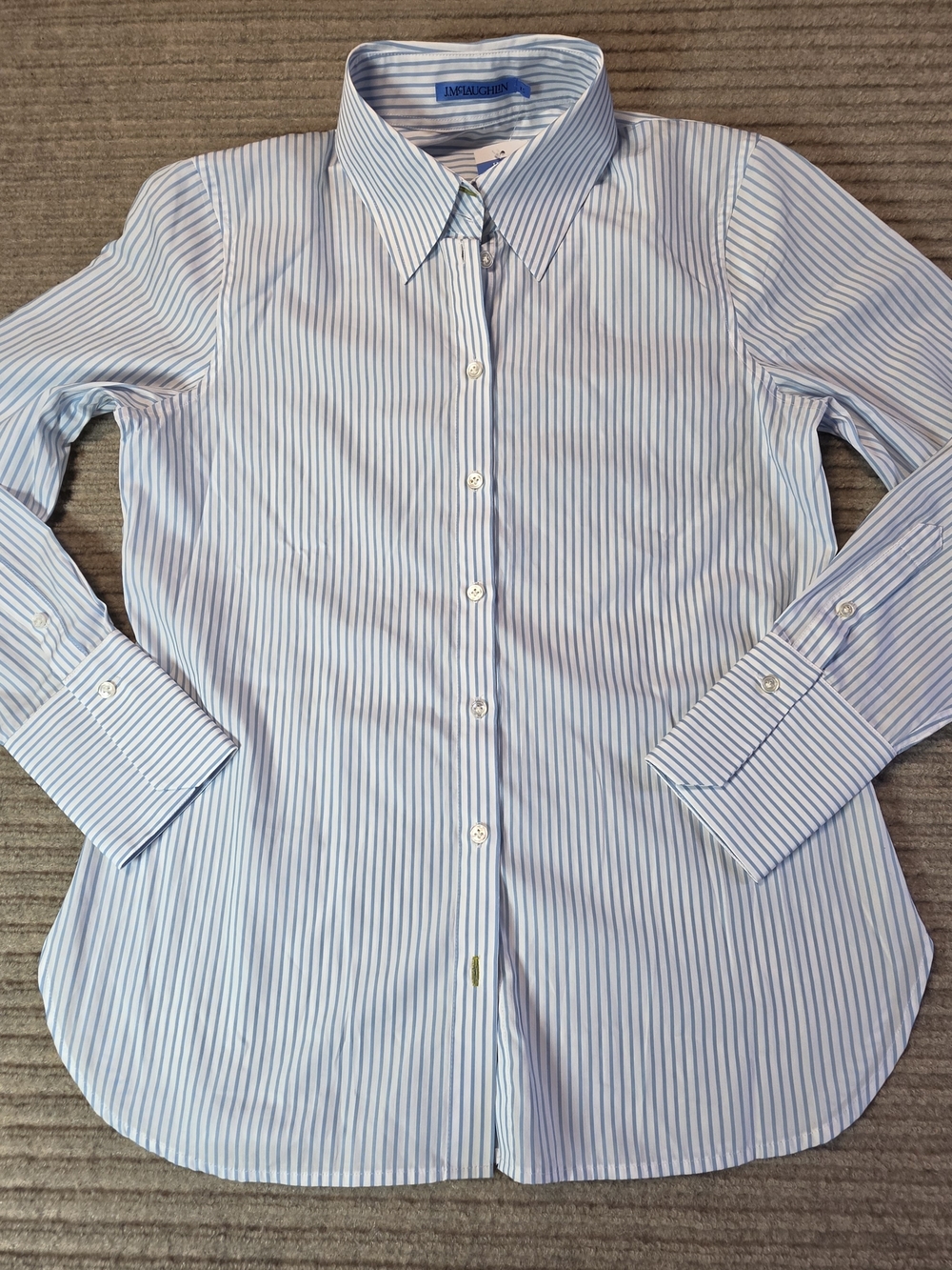 J. McLaughlin Striped Button Down Shirt Blouse Women's XS White/ Blue NWT